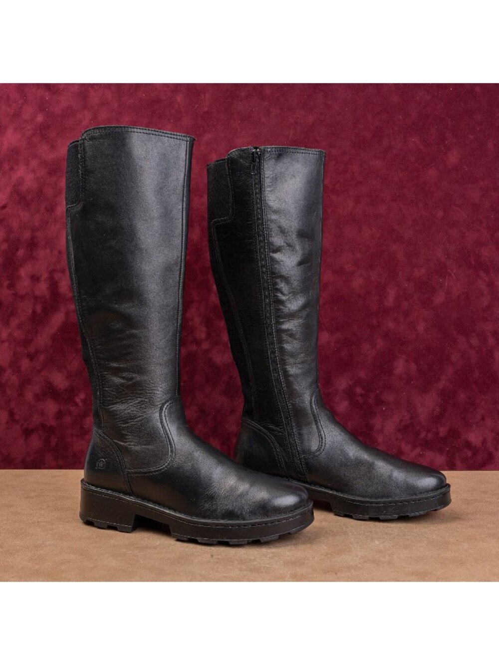 Born Women Gabriella Farm Black Leather Urban Riding Western Knee Boots size 7.5